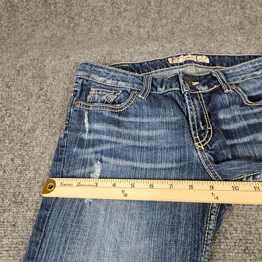 BKE Sabrina Bootcut Jeans Blue Distressed Low Rise 28x33.5 BKL8291L - Picture 11 of 12